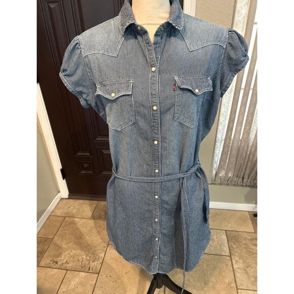 Levi's Engineer Railroad Stripe Cotton Dress - Picture 5 of 7